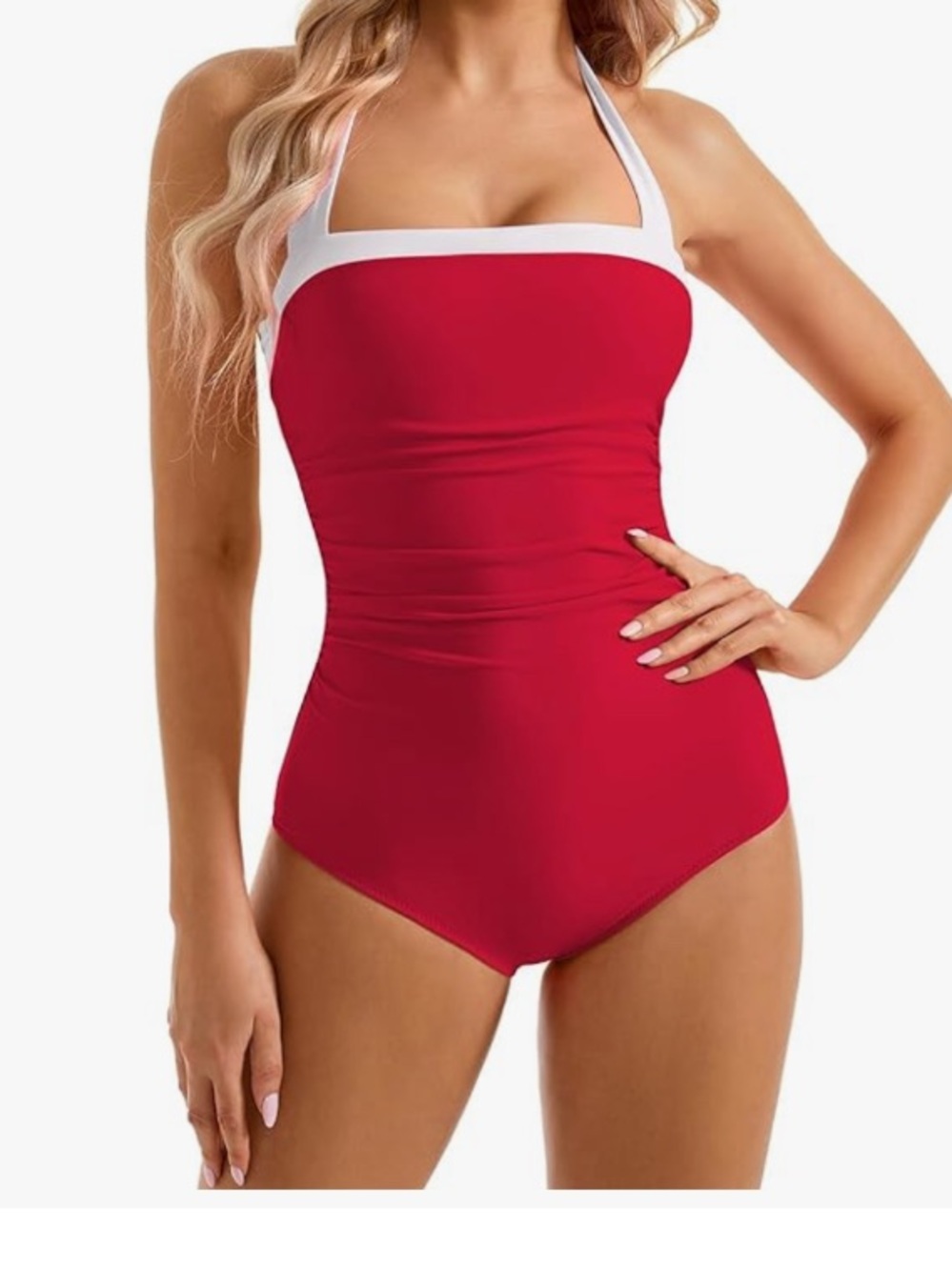 RED AND WHITE ONE PIECE BATHING SUIT 😎